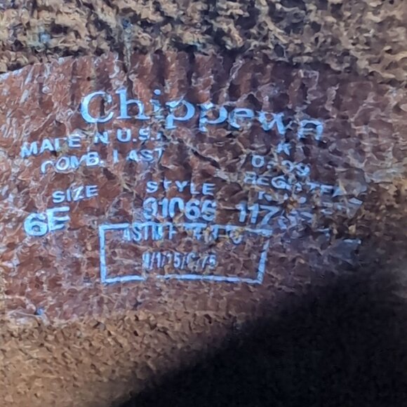 RARE Chippewa Steel Toe Brown Leather Logger Boots Mens Size 6 - Picture 11 of 12